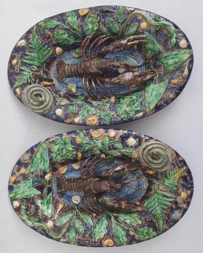  Palissy Ware Palissy Majolica French Palissy majolica PAIR of high quality dishes