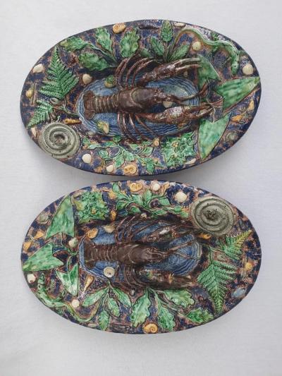  Palissy Ware Palissy Majolica French Palissy majolica PAIR of high quality dishes