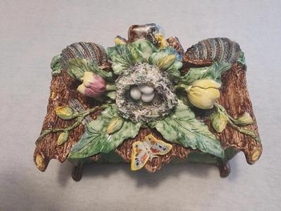  Palissy Ware Palissy Majolica French Palissy majolica vibrant colors rare antique and high quality piece 