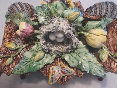  Palissy Ware Palissy Majolica French Palissy majolica vibrant colors rare antique and high quality piece 