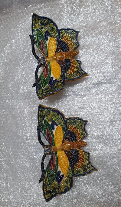  Palissy Ware Palissy Majolica Majolica palissy Pair of wall butterflies possibly by the ceramist Mafra 