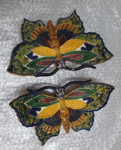  Palissy Ware Palissy Majolica Majolica palissy Pair of wall butterflies possibly by the ceramist Mafra 