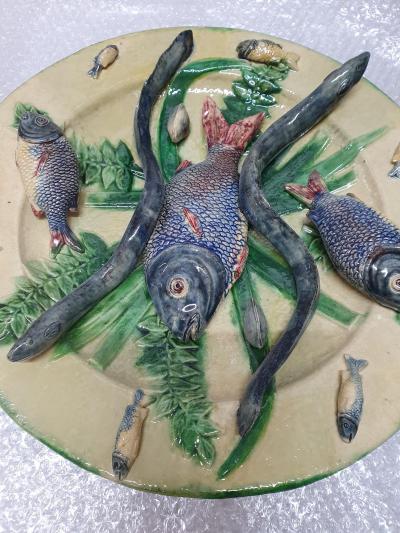  Palissy Ware Palissy Majolica Portuguese Palissy majolica plate possibly from Mafra