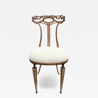  Palladio Italian Neoclassical Style Gilt Metal Chair by Palladio