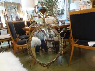  Palladio Italian Neoclassical Style Gilt Metal Mirror Palladio Attributed