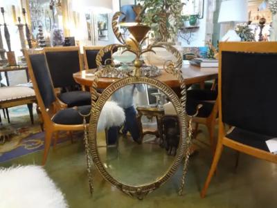  Palladio Italian Neoclassical Style Gilt Metal Mirror Palladio Attributed