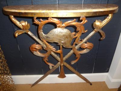  Palladio Italian Wrought Iron and Marble Console Table