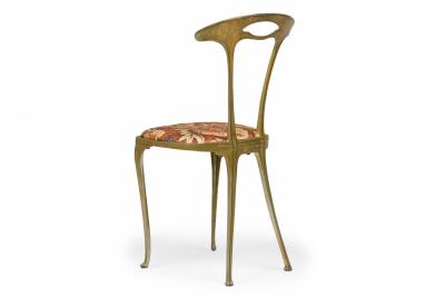  Palladio Pair of Palladio Italian Mid Century Gilt Metal Side Chairs