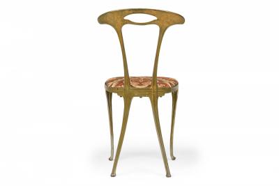  Palladio Pair of Palladio Italian Mid Century Gilt Metal Side Chairs
