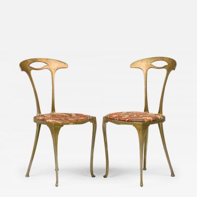  Palladio Pair of Palladio Italian Mid Century Gilt Metal Side Chairs