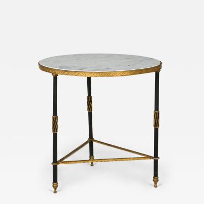  Palladio Palladio White Marble And Black And Gilt Iron Circular End Side Table 4