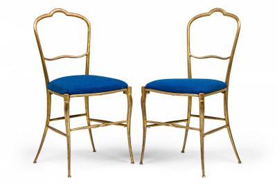  Palladio Set of 6 Palladio Italian Silver and Gold Leaf Wooden Frame Dining Side Chairs