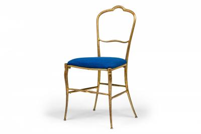  Palladio Set of 6 Palladio Italian Silver and Gold Leaf Wooden Frame Dining Side Chairs