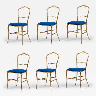  Palladio Set of 6 Palladio Italian Silver and Gold Leaf Wooden Frame Dining Side Chairs
