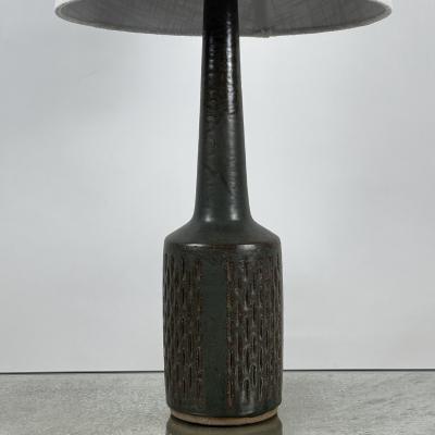  Palshus Slender Dark Green Grooved Ceramic Lamp by Per Lindemann Schmidt for Palshus