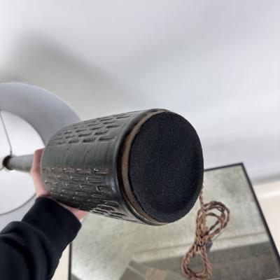  Palshus Slender Dark Green Grooved Ceramic Lamp by Per Lindemann Schmidt for Palshus
