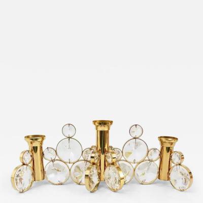  Palwa 5x Palwa Gaetano Sciolari Style Brass Crystal Candle Holder Candlestick 1970s