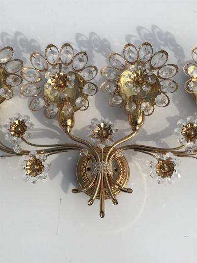  Palwa Crystal and Brass Sconce by Palwa