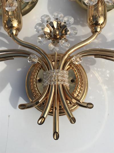  Palwa Crystal and Brass Sconce by Palwa