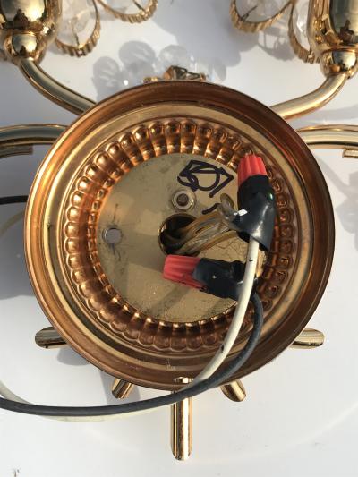  Palwa Crystal and Brass Sconce by Palwa