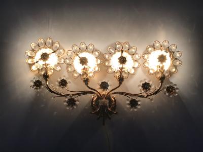  Palwa Crystal and Brass Sconce by Palwa