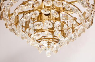  Palwa Embossed Brass and Crystal Chandelier by Palwa