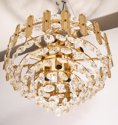  Palwa Embossed Brass and Crystal Chandelier by Palwa