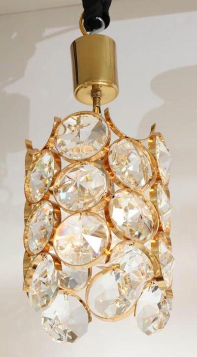  Palwa Ernest Palme Faceted Crystal and Gilt Brass Pendant