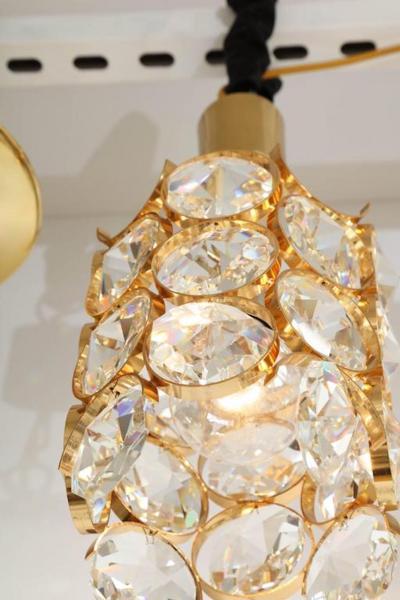  Palwa Ernest Palme Faceted Crystal and Gilt Brass Pendant