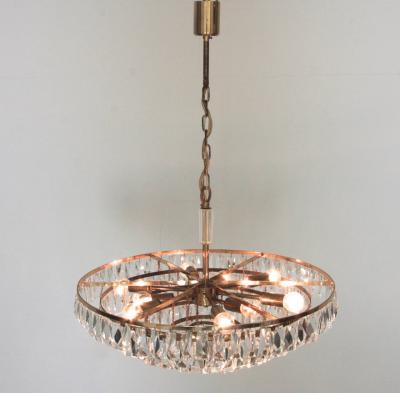  Palwa Extraordinary Huge Palwa Gilded Brass and Crystal Glass Chandelier
