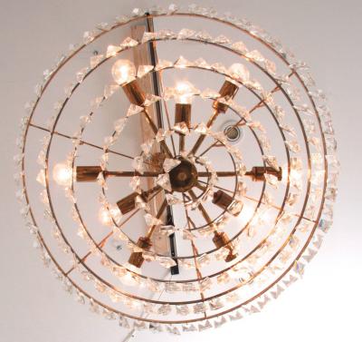  Palwa Extraordinary Huge Palwa Gilded Brass and Crystal Glass Chandelier