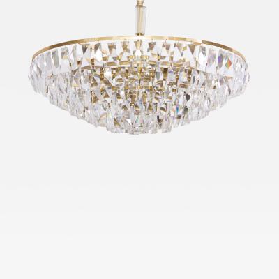  Palwa Extraordinary Huge Palwa Gilded Brass and Crystal Glass Chandelier