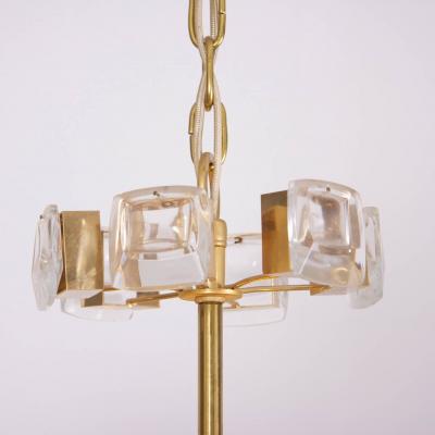  Palwa Glamorous Palwa Gilded Brass and Glass Jewel Chandelier