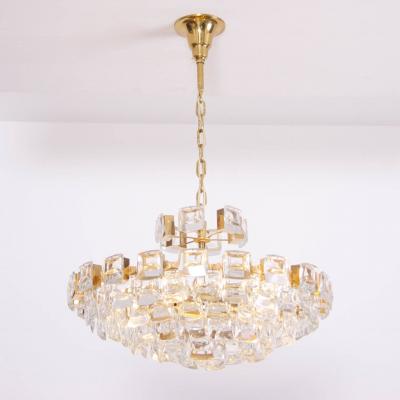  Palwa Glamorous Palwa Gilded Brass and Glass Jewel Chandelier