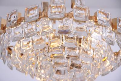  Palwa Glamorous Palwa Gilded Brass and Glass Jewel Chandelier
