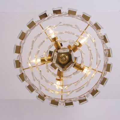  Palwa Glamorous Palwa Gilded Brass and Glass Jewel Chandelier