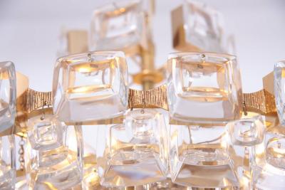  Palwa Glamorous Palwa Gilded Brass and Glass Jewel Chandelier
