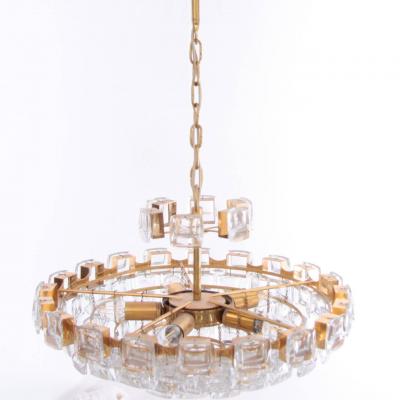  Palwa Glamorous Palwa Gilded Brass and Glass Jewel Chandelier