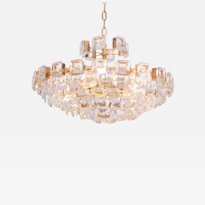  Palwa Glamorous Palwa Gilded Brass and Glass Jewel Chandelier
