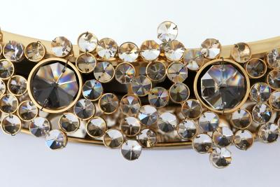  Palwa Gorgeous Gilt Brass Crystal Glass Backlit Wall Mirror by Palwa Germany 1970s