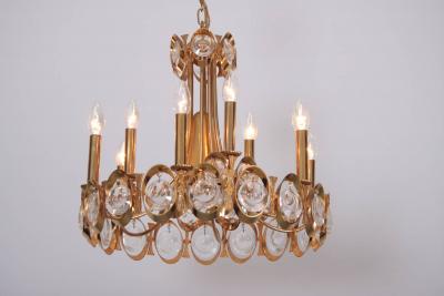  Palwa Huge Gilded Brass and Glass Palwa Chandelier