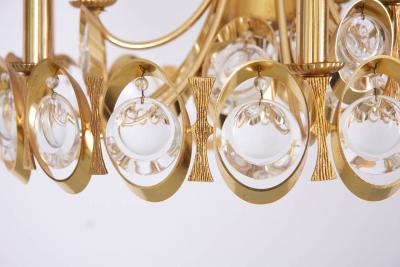  Palwa Huge Gilded Brass and Glass Palwa Chandelier