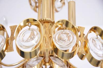  Palwa Huge Gilded Brass and Glass Palwa Chandelier