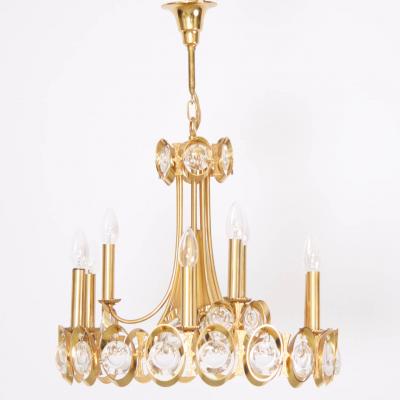  Palwa Huge Gilded Brass and Glass Palwa Chandelier