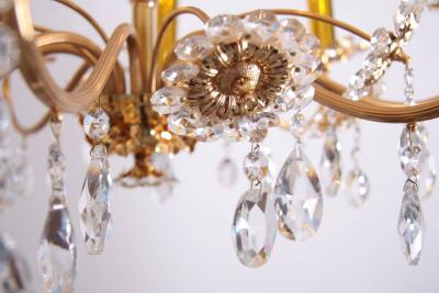  Palwa Huge Palwa Gilded Brass and Glass Flower Chandelier