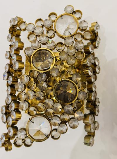  Palwa Large Austrian Crystal Palwa Mid Century 1960s Wall Lamp