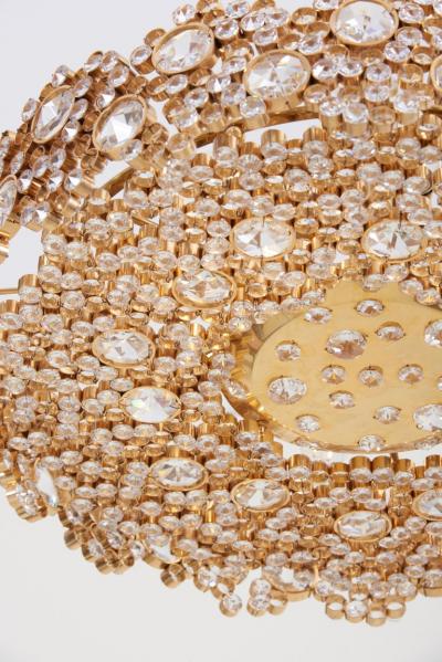  Palwa One of Eight Palwa Brass and Crystal Glass Encrusted Chandeliers Model S101
