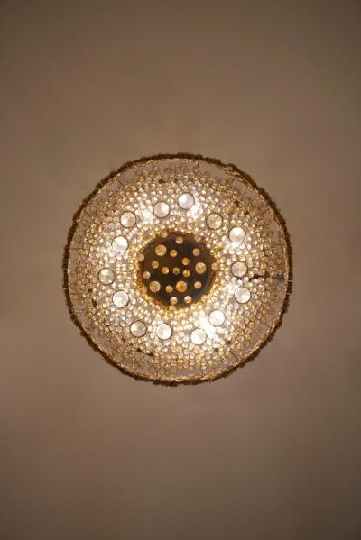  Palwa One of Eight Palwa Brass and Crystal Glass Encrusted Chandeliers Model S101