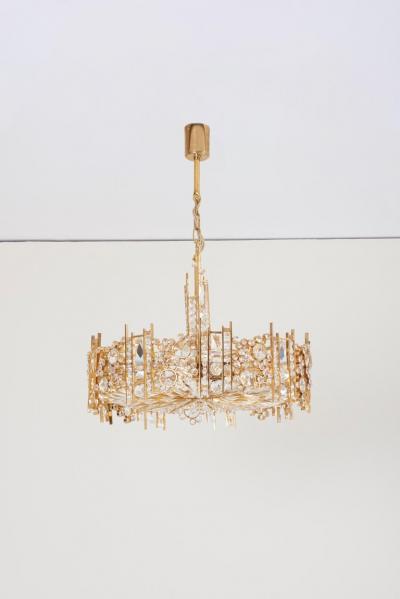  Palwa One of Two Palwa Gilded Brass Chandeliers Model S2601