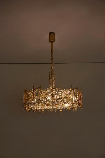  Palwa One of Two Palwa Gilded Brass Chandeliers Model S2601